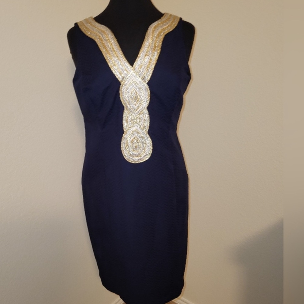 Gorgeous dress with metallic thread embellishments in EUC!